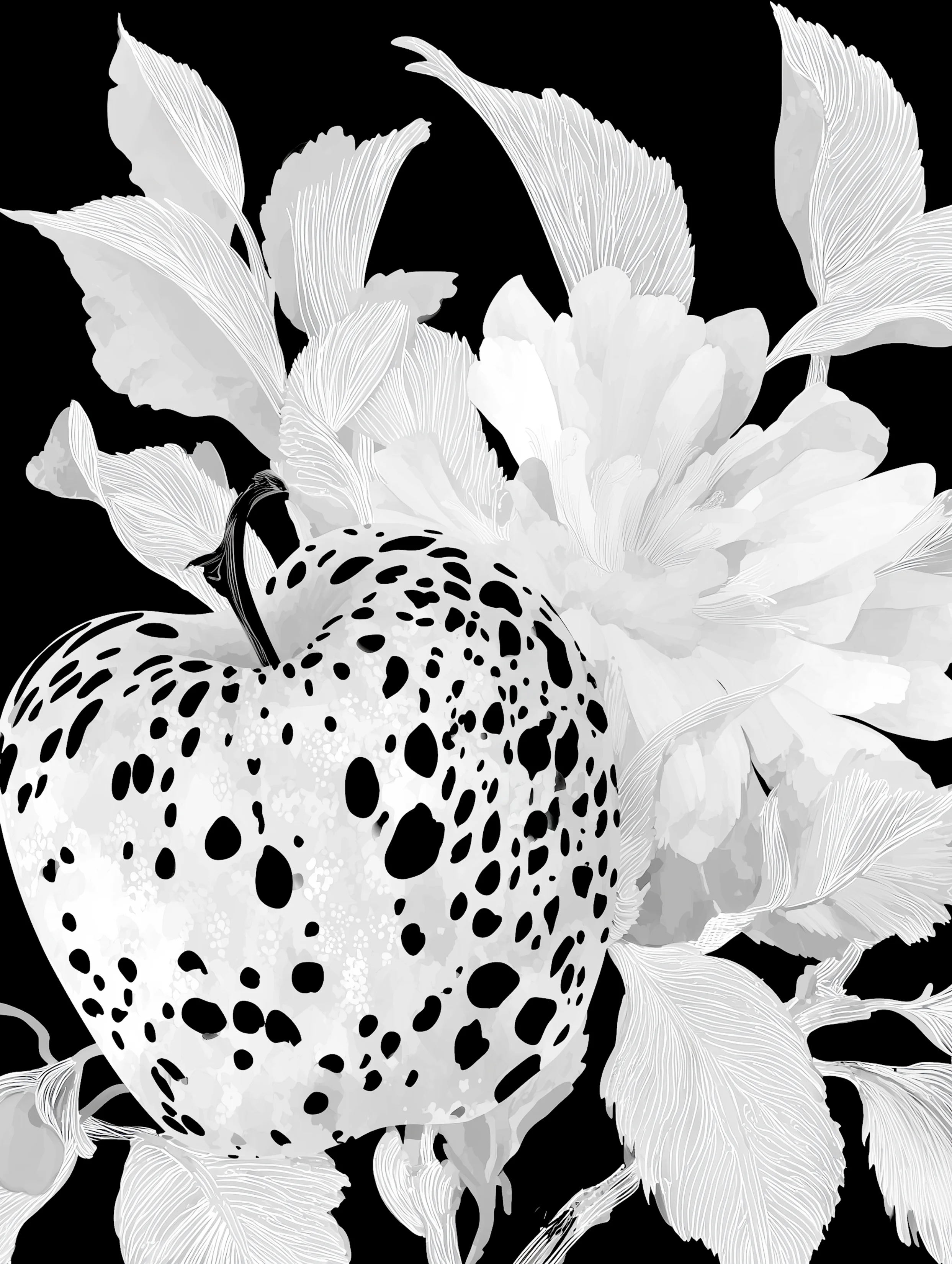 Free printable apple coloring page for adults featuring leopard spots apple